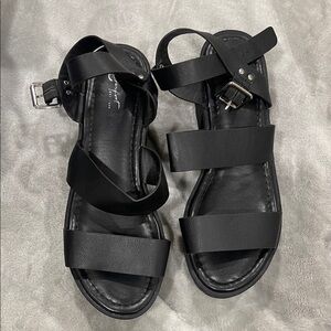 Cato Black Triple Strap Buckle Sandals